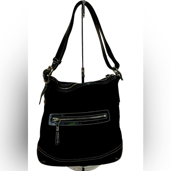 Coach Classic Black Canvas/Leather Signature C Print Shoulder Bag - Picture 3 of 9